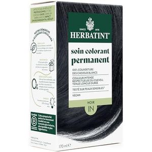Herbatint Permanente haarkleurverzorging 1N zwart - 170 ml | zonder ammoniak, 100% dekking van wit haar | Dermatologisch getest voor de gevoelige huid, met 8 biologische plantenextracten