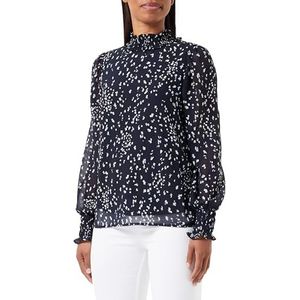 VERO MODA Vmholly Ls Smock Top WVN Ga T-shirt à manches longues pour femme, Navy Blazer/Aop : manola, XS