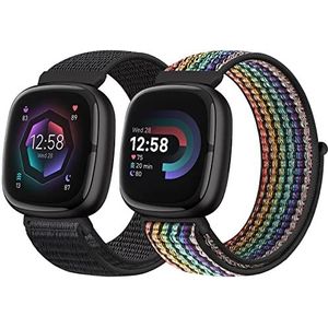 Runostrich Compatibel met Fitbit Versa 4/Sense 2/Versa 3/Sense 2/Versa 3/Sense, verstelbare reservearmband voor dames en heren, Geen edelsteen