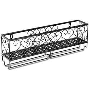 COSTWAY Wijnrek met glashouder, flessenhouder van metaal, flessenrek, wandrek, flessenrek, wandrek, wijnrek, hangend wijnrek, 50 x 10 x 17 cm