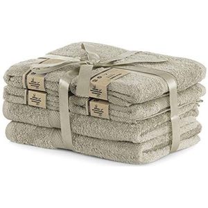 DecoKing Set van 6 handdoeken, katoen, bamboe, viscose, 4 handdoeken, 50 x 100 cm, 2 handdoeken, 70 x 140 cm, beige, cappuccino, absorberend, antibacterieel, bamboe