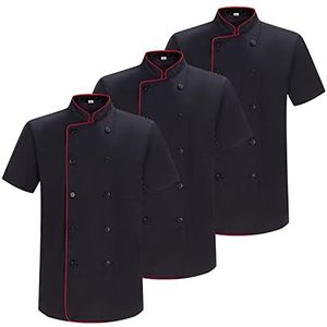 MISEMIYA - 3 stuks – Jas Chef heren – Uniform Hosteleria 3-8421B, zwart 21, L, Zwart 21