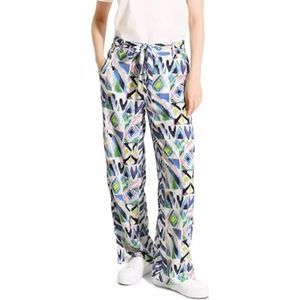 Cecil B377518 Damesbroek met print, meerkleurig, Vanilla Wit