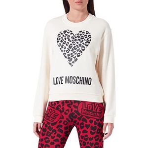Love Moschino Maxi Animal Heart and Logo Hoodie voor dames, Crème