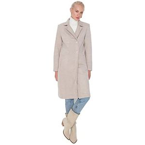 Trendyol Twee-rij geweven jas voor dames, beige, 64, Beige