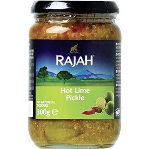 Rajah Hot Lime Pickle - Lime scherp groen - ideaal als metgezel voor curry, vlees, kaas, poppadums en voorgerechten - 1 x 300 g