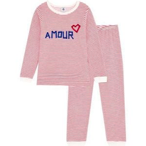 Petit Bateau A086B Pyjama voor meisjes, 1 stuk, Marshmallow / rood (Corrida Red)