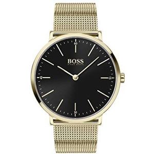 BOSS Herenhorloge analoog, kwarts, horizon, met armband van roestvrij staal, zwart., Armband