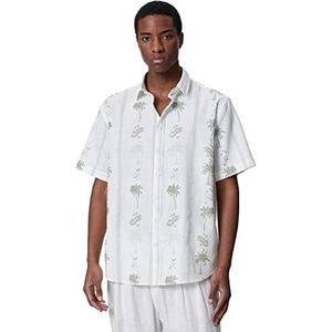 Koton T-shirt classique à manches courtes en coton imprimé palmier pour homme, Design vert (7d6), XL