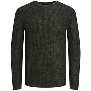 Jack & Jones Jjelewis gebreide herentrui met ronde hals, Groen/detail: Twisted W. Zwart