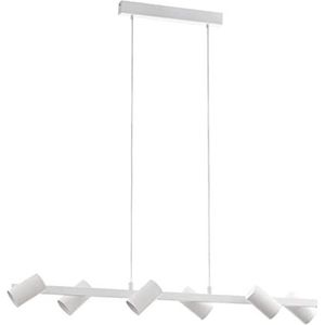 EGLO Hanglamp Gatuela, 6 vlammige hanglampen, modern, hanglamp van staal in wit, nikkel mat, eettafellamp, woonkamerlamp hangend met E14-fitting, L 116 cm