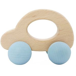 Hess 10864 - Auto Nature Blue uitschuifbaar houten speelgoed voor baby's vanaf 3 maanden - krabpaal met wielen om te rollen - geboorte- of doopcadeau