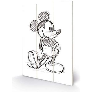 Disney - Print op hout, 20 x 29,5 cm (Mickey Mouse)