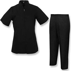 Misemiya - Werkkleding voor dames met rits korte mouwen ziekenhuis klinisch uniform veterinaire reiniging gezondheid ziekenhuis - Ref.829 - X-Large, zwart, zwart.