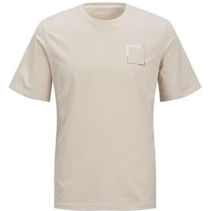 JACK & JONES Jjverner Tee Ss Crew Neck Jjverner Tee Ss Crew Neck Heren (1 stuk), Lichtbeige, XL