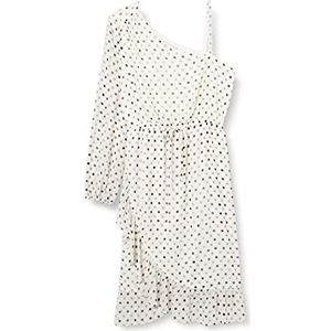 Gina Bacconi Dames chiffon dot asymmetrische cocktailjurk dots, Ivoor