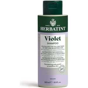 Herbatint Violet Antijaune Shampoo – 260 ml shampoo voor wit of gekleurd haar, neutraliseert vergeling, voedt, beschermt en verlicht het haar, veganistisch