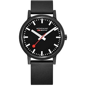 Mondaine Essence Unisex Black Watch MS1.41120.RB, zwart, riem, zwart., riem