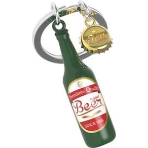 Metalen sleutelhanger bier – cadeau voor heren, cadeau voor dames, groen, eenheidsmaat, Groen