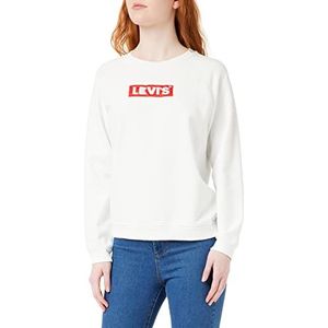 Levi's Relaxed Graphic Crew Sweatshirt met lange mouwen voor dames, Wit (Crew Box Tab White+ 0092)