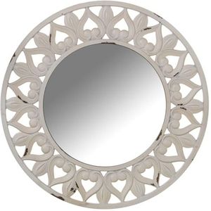 Alexandra House Living Wandspiegel rond wit hout 5 x 54 x 55 cm