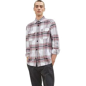 TOM TAILOR Flanel herenjack 30755 grijs melange Big Check, L, 30755 - Grijs Melange Big Check