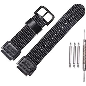 MCXGL 18 mm nylon reservearmband voor Casio AE1200WH AE-1000 SGW-300H/400 W-735 PRG270 horloge, zwart, Nylon, Synthetische kwarts.