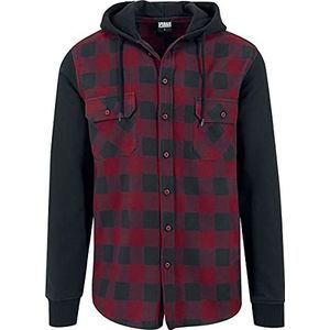 Urban Classics Hooded Checked flanel sweatshirt, vrijetijdshemd, heren, meerkleurig (blk/bordeaux/blk 798), XXL, meerkleurig - meerkleurig (Blk/Burgundy/Blk 798)