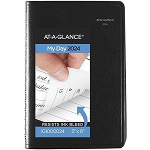 AT-A-GLANCE Dagplanner 2024, DayMinder, afsprakenboek, kwart uurboek, 12,7 x 20,3 cm, klein, zwart (G1000024)