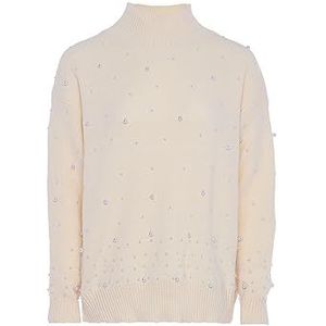 Nascita Dames pailletten elegant acryl wit wol maat XL/XXL trui sweater, gebroken wit, XL, Gebroken wit