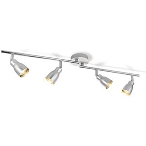Home Sweet Home Moderne led-plafondlamp, Alba, 81/9/17 cm, mat nikkel, plafondspot 4 lampen, metaal, dimbaar, inclusief ledlamp, GU10, 5 W, 390 lm, warmwit licht