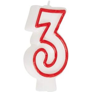 Unique 360-3 verjaardagskaarsen getal 7,6 - 13,8 cm | 1 stuk, rood/wit