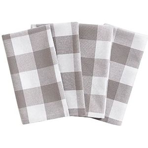 Elrene Home Fashions Buffalo geruite servetten, katoen, grijs/wit, 50,8 x 50,8 cm, 4 stuks