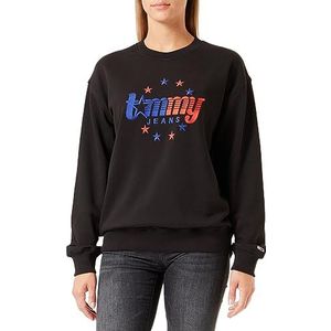 Tommy Jeans Tjw Relaxed Tommy Stars Crew Trainingspak voor dames, Zwart