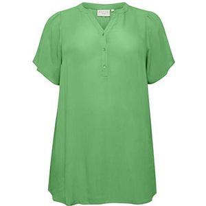 Kaffe Curve Kaffe Curve Plus Size Dames Tunic Korte Mouwen V-hals Losse Fit Tunic Dames, Poison Green