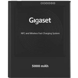Gigaset Smartphone batterij compatibel met GX6 en GX4, 5000 mAh, te gebruiken als reserve- of reservebatterij, originele Gigaset batterij, ondersteunt draadloos opladen, zwart