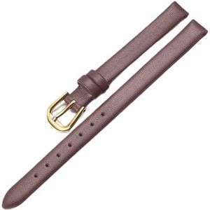 LUGEMA Bracelet De Montre En Cuir Véritable Bracelet De Montre De Mode For Femmes Montres-bracelets Mini Bande 6mm 8mm 10mm 12mm Couleur Rouge Blanc Petit Bracelet (Color : Brown gold buckle, Size :