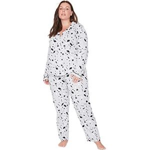 Trendyol Dames pyjamaset, gebreid, grote maat, grijs, XXL, grijs.