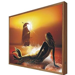 Vintage bord met LED-licht, zeemeermin, verlicht