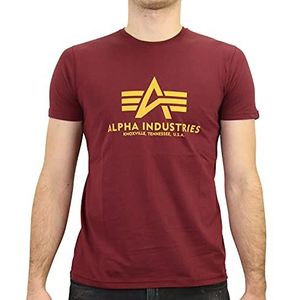 Alpha Industries Basic 100501 T-shirt, normale maat, korte mouwen, heren, Bourgondië