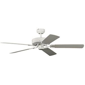 Pepeo Plafondventilator zonder verlichting Potkuri - behuizing wit gelakt - omkeerbare vleugels wit of wit met rotaninzet - 132 cm - voor ruimtes tot 25 m²