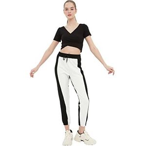 Trendyol Black Color Blocked Basic Jogger Sports Fine Tracksuit voor dames, zwart.