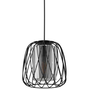EGLO Floresta Hanglamp, 1x moderne hanglamp van metaal in zwart en rookglas in helder zwart, eettafellamp, woonkamerlamp met E27-fitting