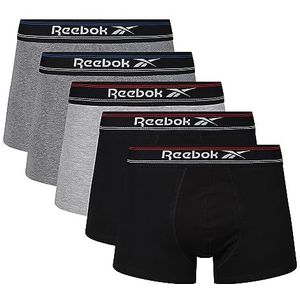 Reebok Reebok boxershorts voor heren in antraciet/blauw/grijs met nylon band en vochtregulerend, 5 stuks boxershorts voor heren, zwart/houtskoolgrijs