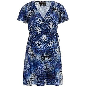 ECY Mini robe pour femme avec imprimé animal, bleu roi, S
