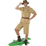 Smiffys Safari kostuum voor heren, met overhemd, shorts, riem en hoed L, bruin/beige