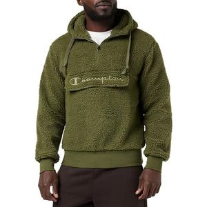 Champion Rochester 1919 Outdoor Polar Lamb-Effect Half Zip Hoodie Heren, Olijfgroen