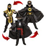 Ciao Eroi Action 3-in-1 Ninja, Bandito Cavalier, superheldenkostuum voor kinderen (6-8 jaar), zwart, geel, rood