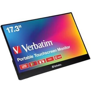 Verbatim PMT-17 Draagbare monitor met touchscreen, 17,3 inch 1080p Full HD @ 60Hz, HDMI/Type-C/USB-C voor laptop/pc/Mac/PS3/4/5/Xbox/telefoon, werkt met Windows, Mac OS en Android