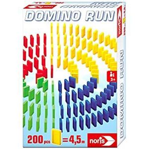 Noris 606065644 Domino Run spel van stenen, set met 200 domino's voor een adembenemende route, vanaf 3 jaar